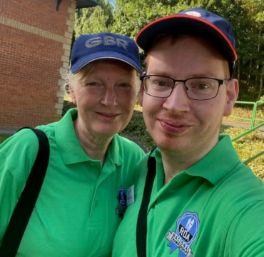 Matt and Glynis Dalley smile together as they volunteer at the RDA National Championships.