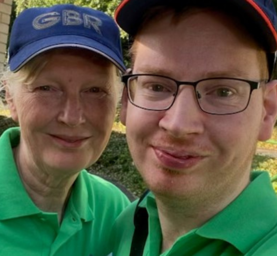 Matt and Glynis Dalley smile together as they volunteer at the RDA National Championships