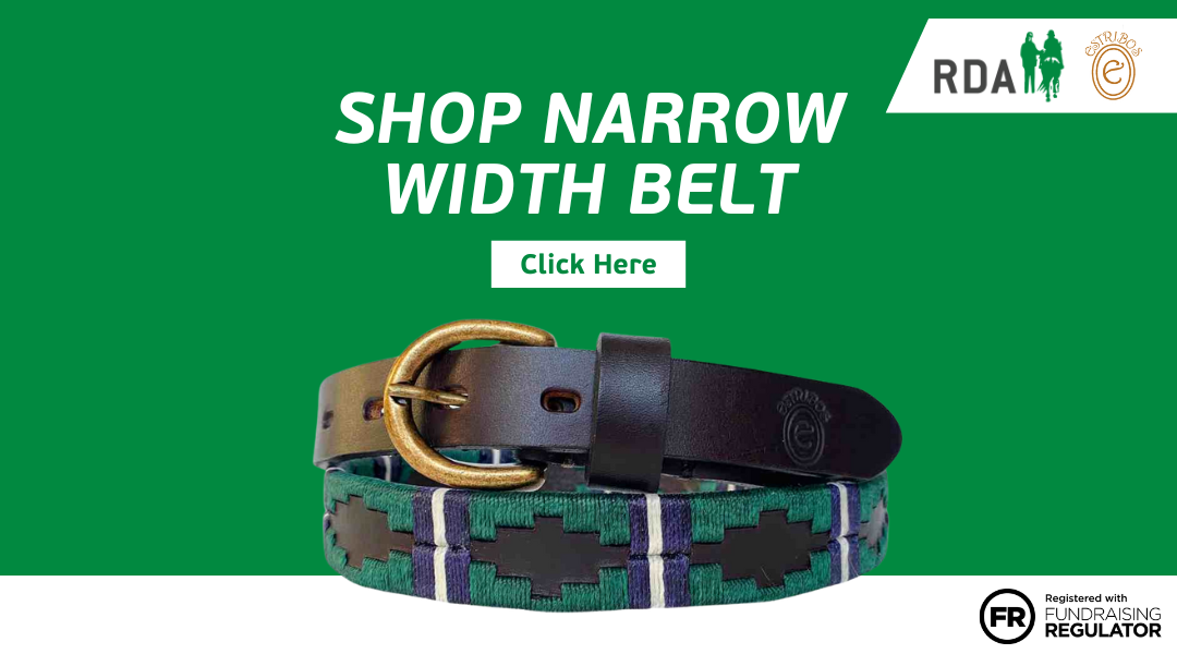 Image of narrow width RDA x Estribos polo belt (green, blue and white colours)