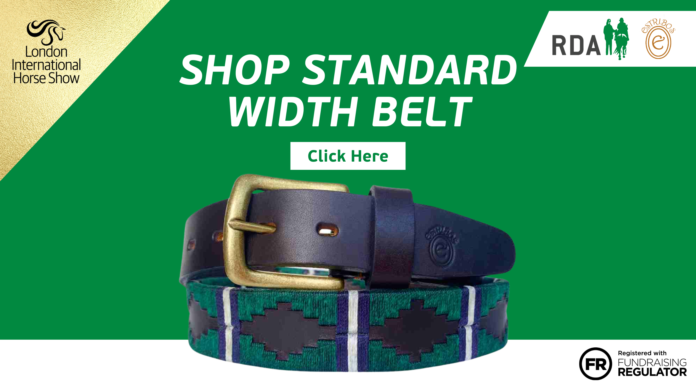 Image of standard width Estribos belt, with link to shop