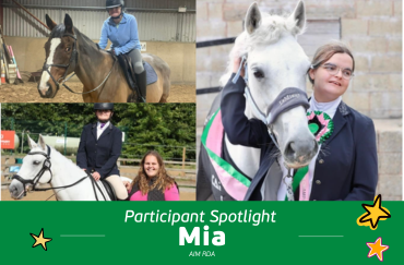 participant spotlight image of Mia and her two horses