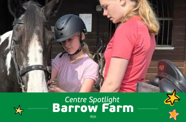 centre spotlight barrow farm, image of participant, volunteer and horse