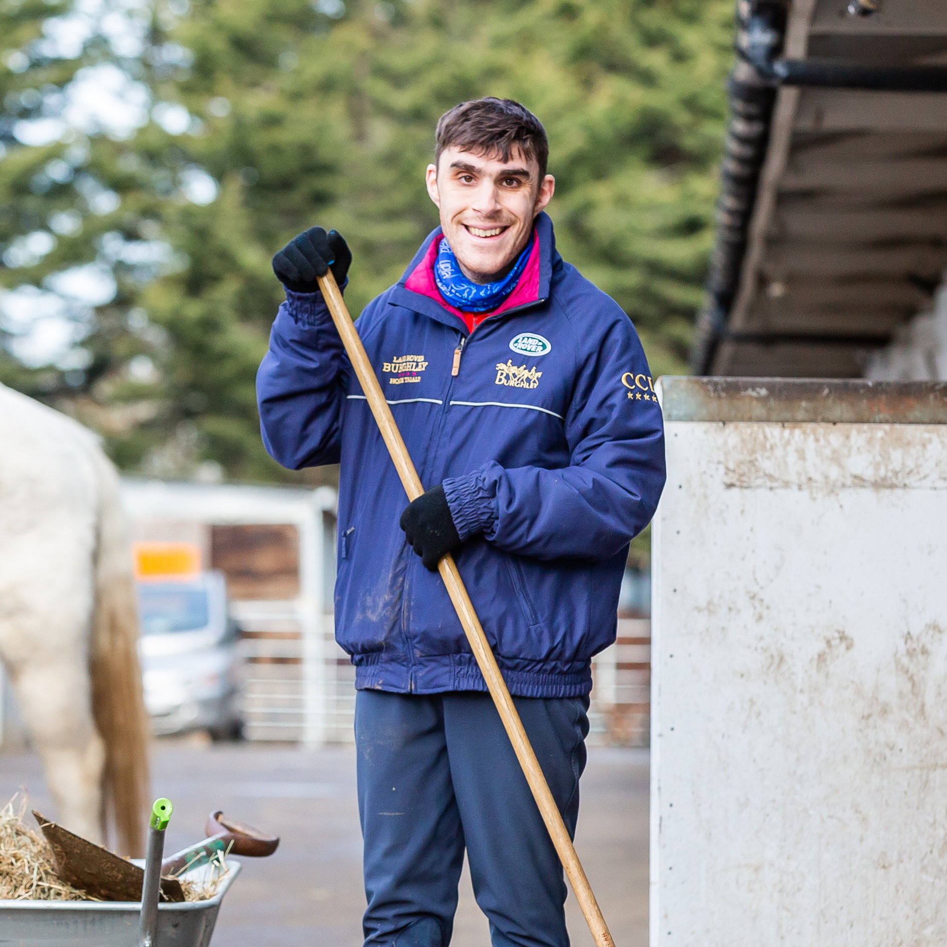 Image of volunteer clearing the yard