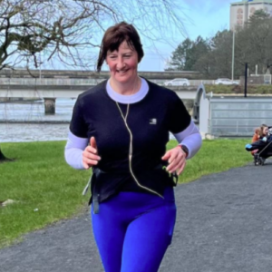 Gillian runs in training for her the London Marathon.